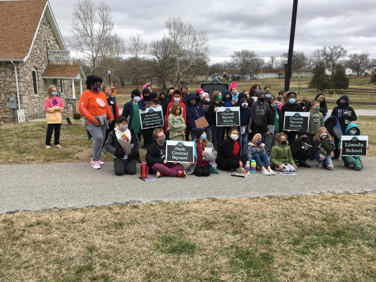AFPASPS's tweet image. Students use EQUITY LENS on &quot;virtual&quot; MLK March with Christine Peoples of Timmons Hall trailhead for Springfield&apos;s African-American Heritage Trail at Silver Springs Park 2nd stop former Lincoln High School @CityofSgf @NAACP #forward @officialSPS TOGETHER IS BETTER!