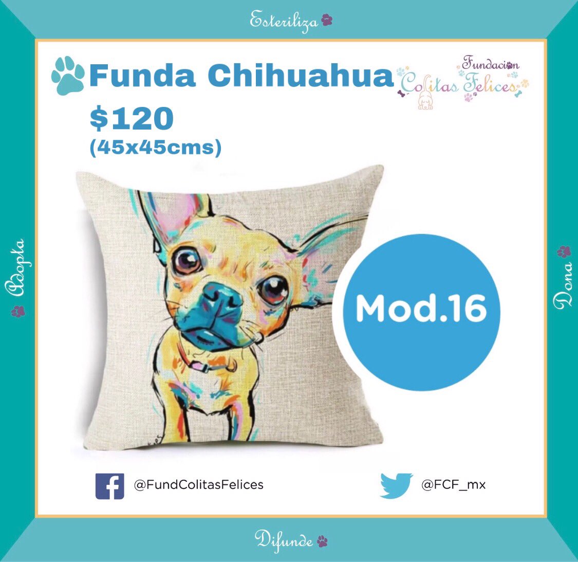 FCF_mx's tweet photo. #FundasPerronas
Amigos tenemos 8️⃣ modelitos de Funditas para su 🛏 o 🛋 para qse vea más chula de bonita. Conoces a alguien que tenga un 🐶 de estas razas? Ayúdanos a difundir 🙏🏻
🚨Piezas Únicas, no personalizadas🚨
Recuerda que todas nuestras ventas son con #CausaPerruna https://t.co/FR0mVpkQse