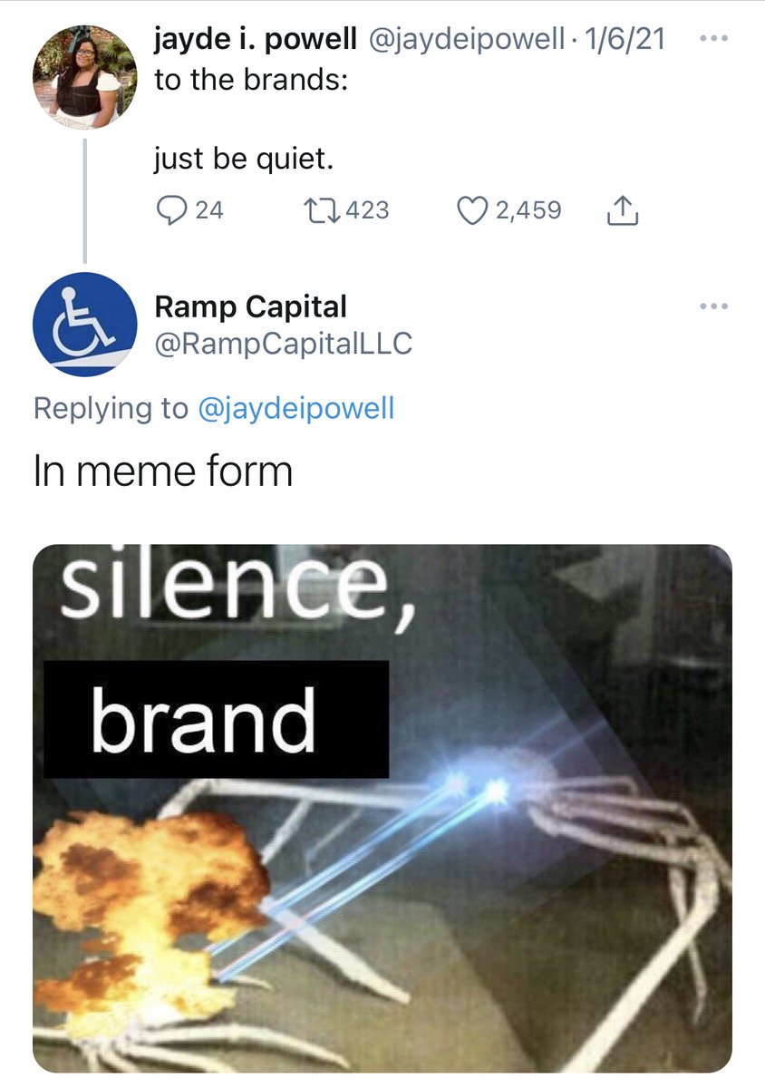 2/ Not all memes are created equala reply meme (1) is not the same as a brand-building meme (2) which is not the same as a trend hopping meme (3)memes as a medium are infinitely malleable, so adapt your memeing to whatever the situation calls for