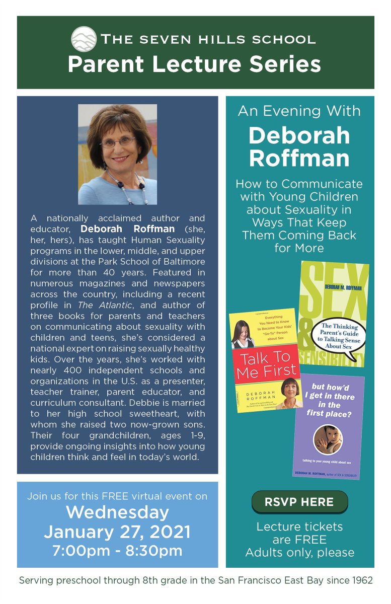 Please join us for a conversation with nationally acclaimed author and educator, Deborah Roffman. RSVP here: sevenhillsschool.org/community/pare…
