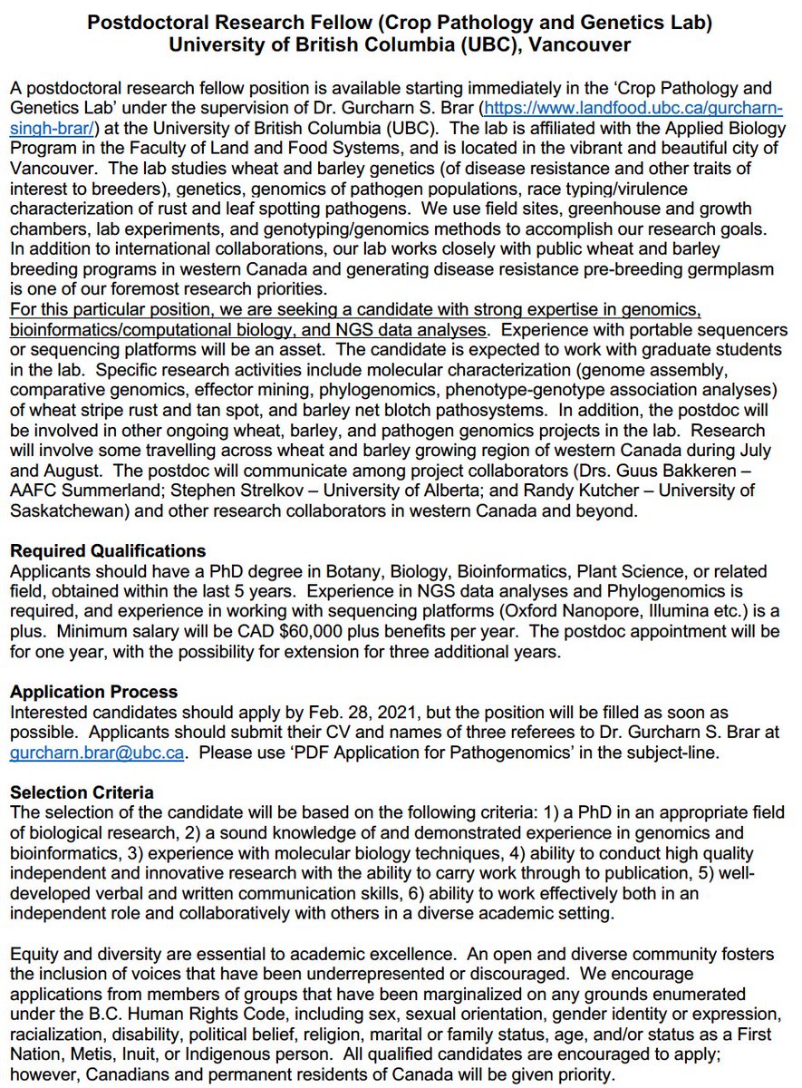 Please RT 
My lab is looking for a bioinformatician post-doc scientist for four years. Please DM/email me for more info.
Minimum annual salary: $60K + benefits.