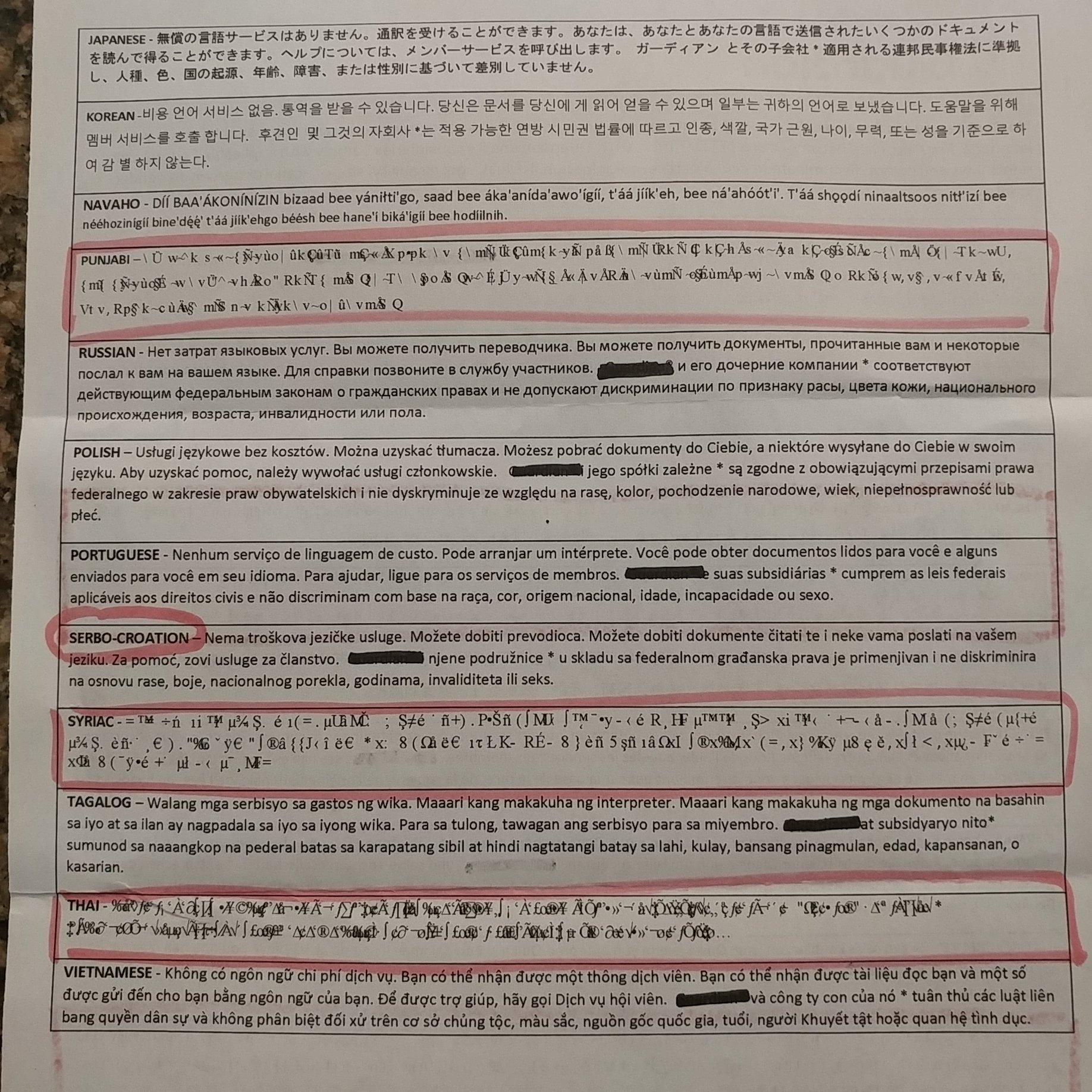 Languagecrawler We Received This Multilingual Letter From A Large U S Insurance Company Coding Errors Happen But How Is It Possible That No One At The Company Noticed This T Co Xfszhmtntq