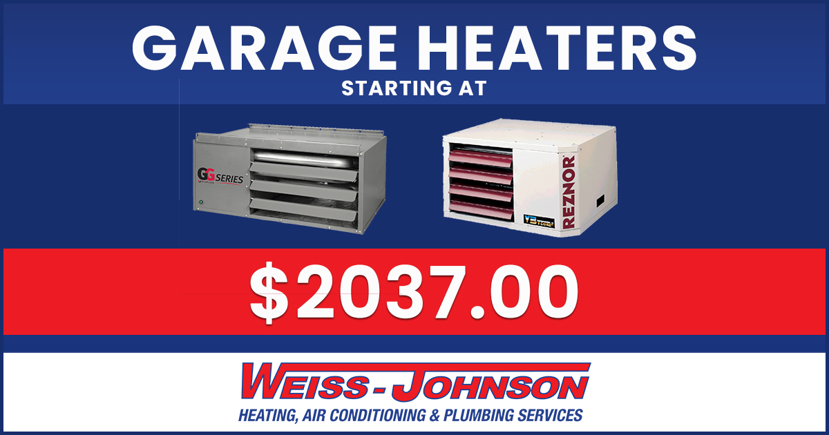 Looking for a new Garage Heater? We can help! Garage Heaters starting at $2037.00 or $45.00 a month! #yeg #edmonton weiss-johnson.com/specials/