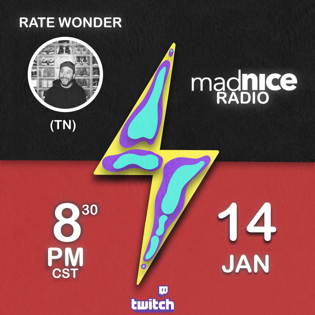 We’re back at it tonight with @DjRate out of Nashville on Mad Nice Radio ⚡️📻⚡️for our R&amp;B Night. Tune in starting 8:30pm CST #twitch #houston #nashville #madniceradio