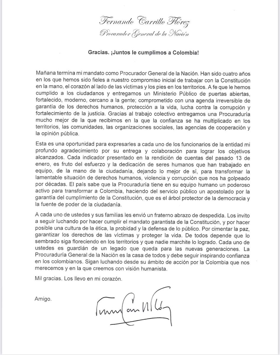 fcarrilloflorez's tweet photo. GRACIAS ¡Juntos le cumplimos a Colombia! https://t.co/XYCytIlwBB