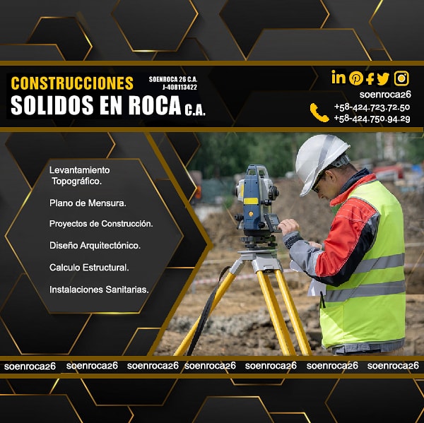 soenroca26's tweet photo. Construcciones Solidos en Roca C.A #Soenroca26 Ofrece Servicios Profesionales  #Topografia #PlanodeMensura  #DiseñoArquitectonico #Render  #Proyectosinmobiliarios #Proyectosciviles #Calculo  #Proyectosagricolas #Proyectosturisticos a Nivel Nacional e Internacional. 
#Mérida https://t.co/IEosPrqiw6