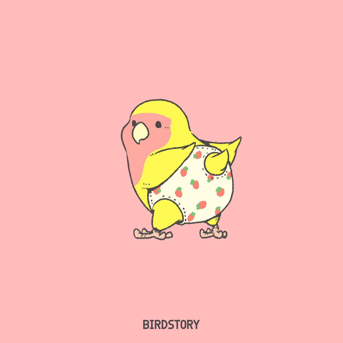 strawberry print food print bird animal focus no humans simple background pink background  illustration images