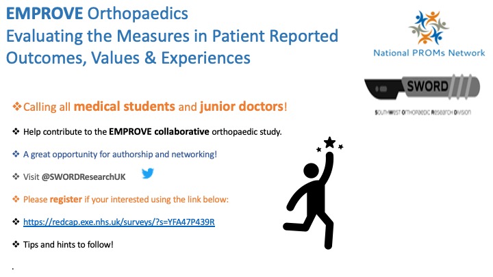 Calling all medical students, F1s and SHOs interested in a career in orthopaedic surgery! Exciting opportunity to contribute for authorship in the EMPROVE study! Register here redcap.exe.nhs.uk/surveys/?s=YFA…  We're here to help along the way! <a href="/ASiTofficial/">ASiT</a> <a href="/STARSurgUK/">STARSurg</a> @scalpel_mcr