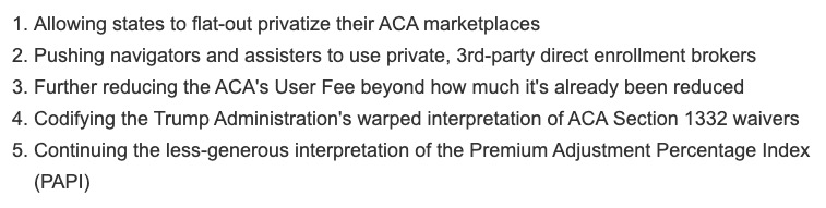 Here's the nutshell version. #3 would starve  http://HC.gov  of much-needed revenue for operations, outreach, marketing etc. #5 is the least-harmful of them. It's the other three which would risk gutting the ACA. 5/