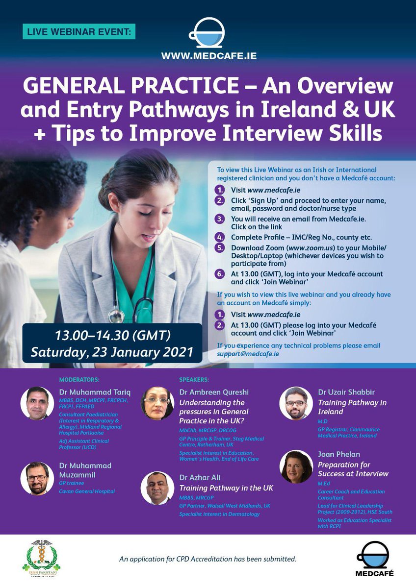 IPMA2020's tweet photo. For all doctors who are interested in pursuing a career in general practice, this webinar will provide an excellent oppurtunity not only to get a fair overview of general practice in Ireland and UK but also you will get to know tips for upcoming GP interviews #IPMAGPwebinar https://t.co/LLsYHx7KFM