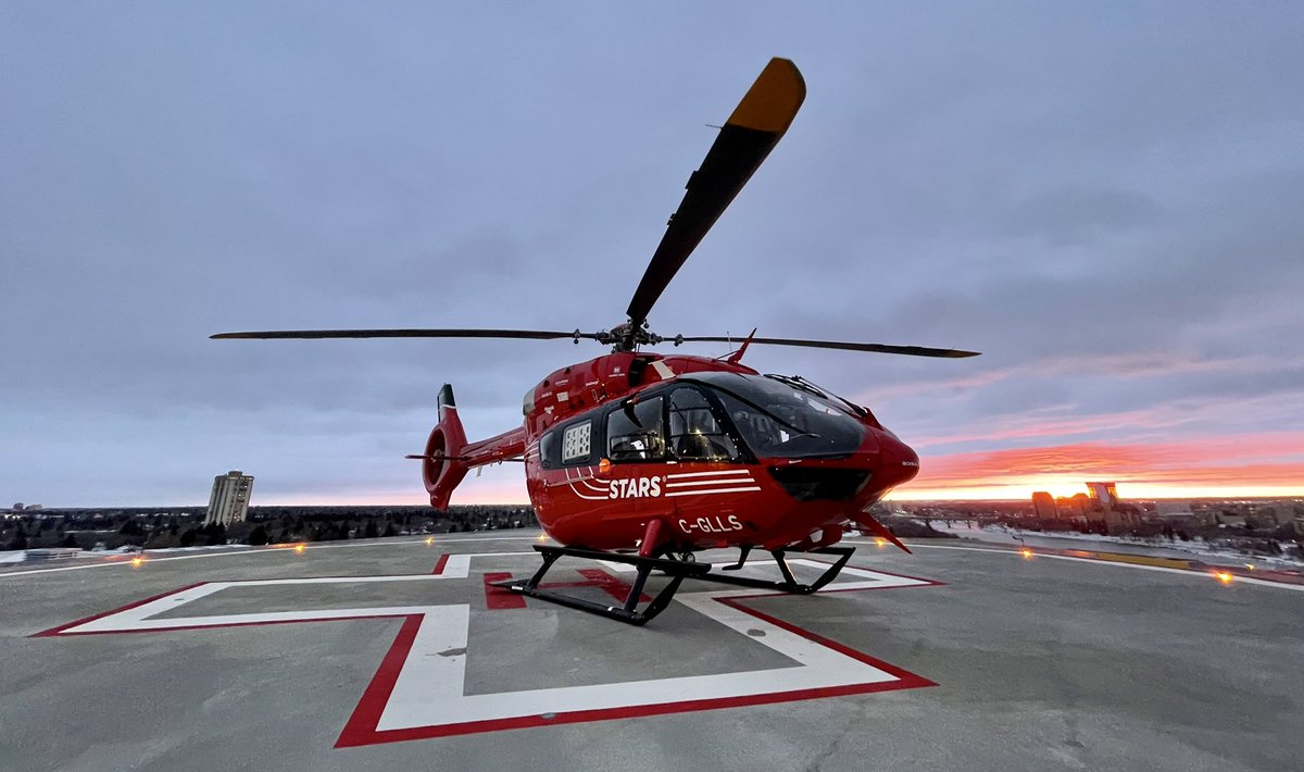 Safely back at the Royal University Hospital in Saskatoon. #yxe #starsairambulance #airbusheli #hems 🏥🚁🇨🇦