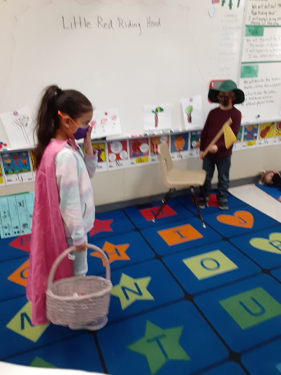 catgrimm23's tweet photo. Students performed their first play today....Little Red Riding Hood! (Although our version had to be Little Pink Riding Hood). #plumcreekstrong https://t.co/UU6Gglt7vw