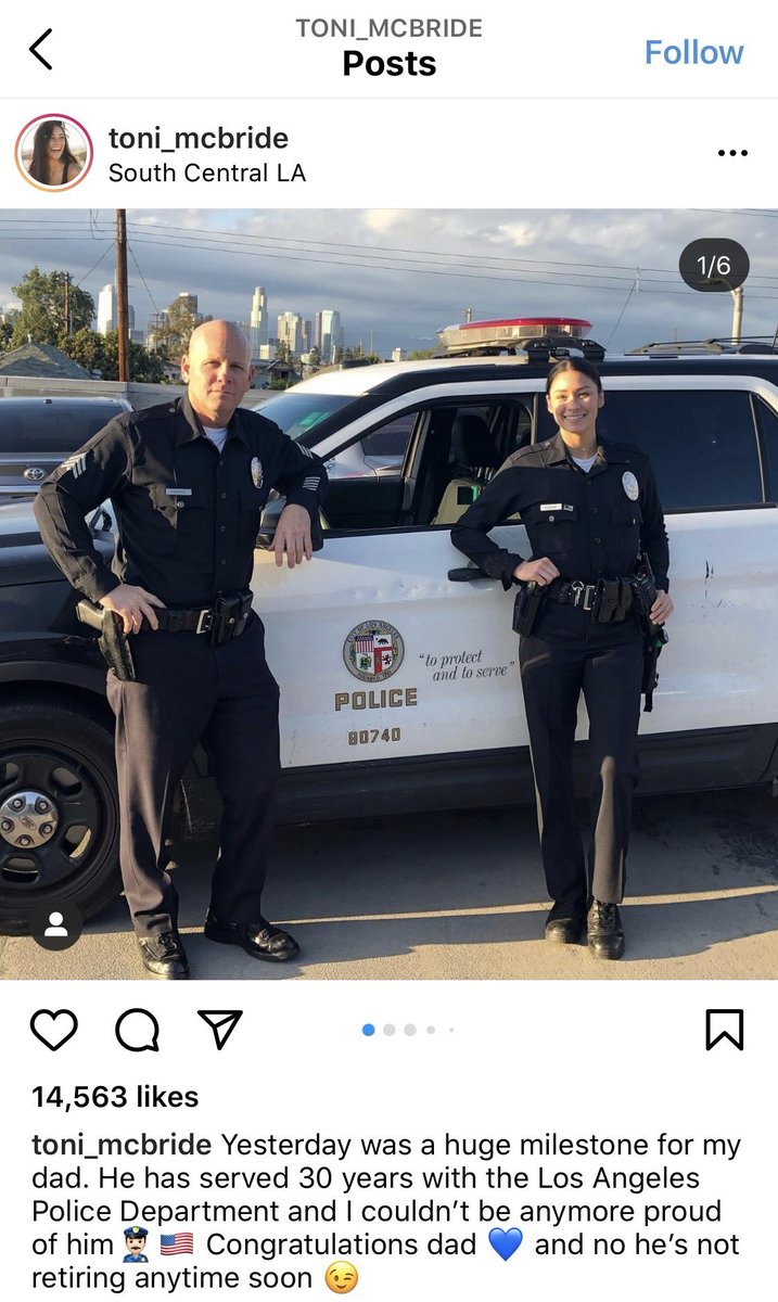 And the star of the show, that we all know that she loves, Toni McBride. McBride is the Princess of LAPD who murdered  #DanielHernandez. Whose daddy in the LAPPL protected her from real justice. Who continues to post on social media to grift off of racist clout. 7/7