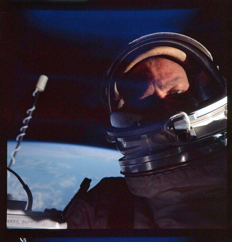 Your selfies will never be as epic as this one: 

Buzz Aldrin, first-ever space selfie. 
From Gemini 12, 1966.