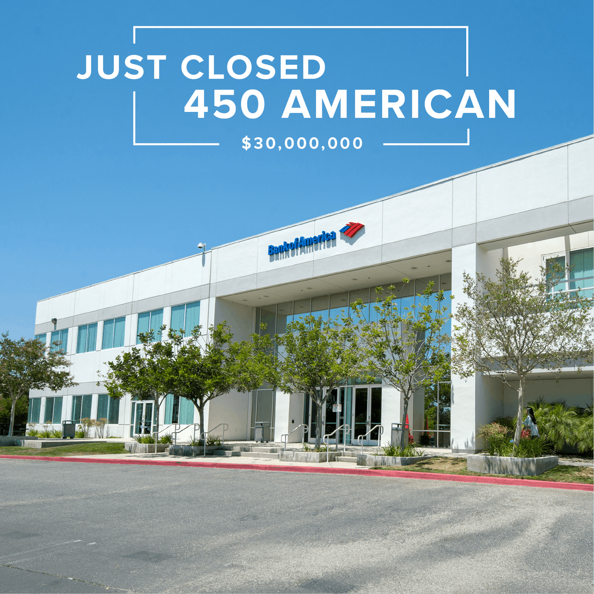 JUST CLOSED • 450 American • 💲30,000,000 
450 American is a 209,404 SF office building in Simi Valley, CA.

Rentable Area: 209,404 SF
Buyer: Top Terraces, Inc.
Seller: Griffin Capital Essential Asset REIT, Inc.

#leased #cre #realstateinvesting #invest #realestate #datatodeals