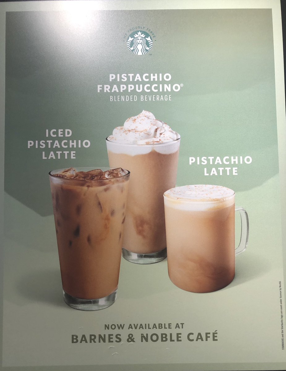 BNLittleRock's tweet photo. Introducing the all new Pistachio Lattè, Iced Pistachio Lattè, and the Pistachio Frappuccino. Start off your year with sips of creamy, dreamy deliciousness, sprinkled with a brown buttery topping. #bncafe https://t.co/OBaAlpibj5