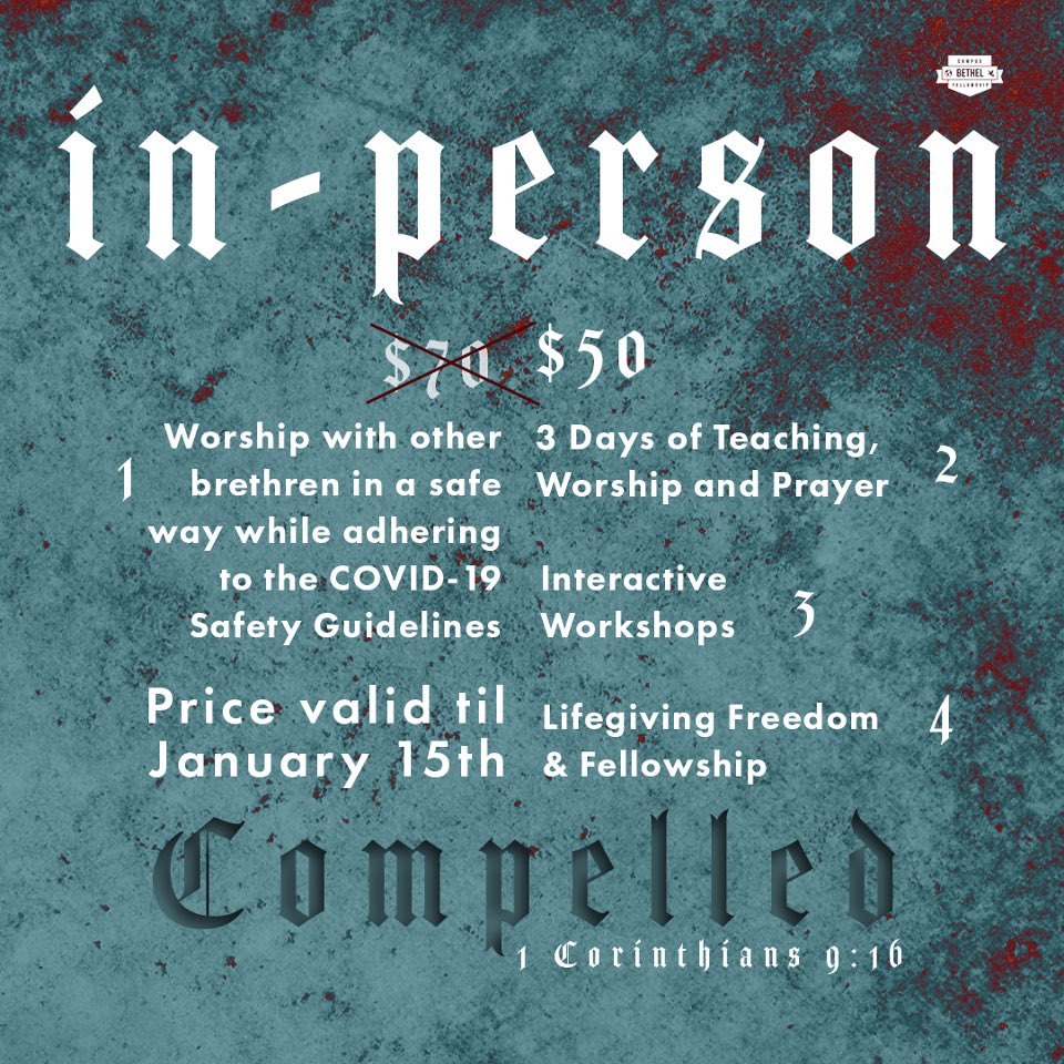 BCFspeak's tweet photo. There is only 1️⃣ more day until regular registration ends!! 😱😱😱

Make the decision TODAY by clicking the link in @bcfnationalconference bio to register 📲💻 #IAmCompelled #Compelled2021 #BCFNC2021 #Jesus #Gospel https://t.co/o0rTJjn0CM