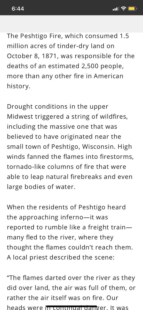 There were hurricanes and wildfires. They equated the Johnstown flood to a tsunami, in Pennsylvania, when the dam broke.