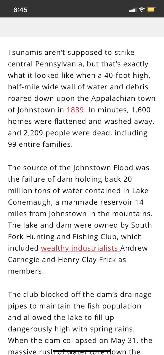 There were hurricanes and wildfires. They equated the Johnstown flood to a tsunami, in Pennsylvania, when the dam broke.