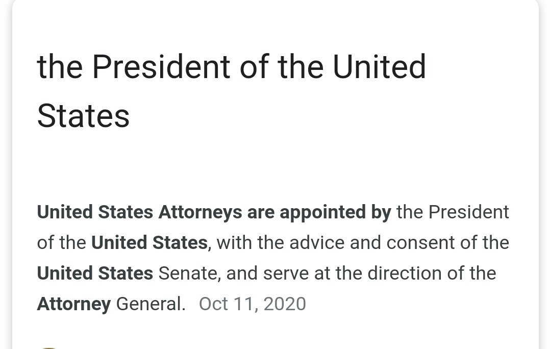 16. FYI - US Attorneys are appointed positions by POTUS.