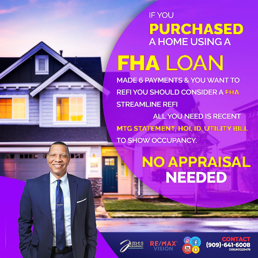 jmrealtygroup's tweet photo. If you have an FHA mortgage NOW is the time to #refinance and save money π΅π΅ on your monthly payment! #realestate #remax #remaxhustle #fhahomeloans #fharefinance #skipapayment #mortgagelender #referral #refinance #california #escrow #mortgage #fha #fhaloan #mortgagebroker https://t.co/1MFLVKiqDC