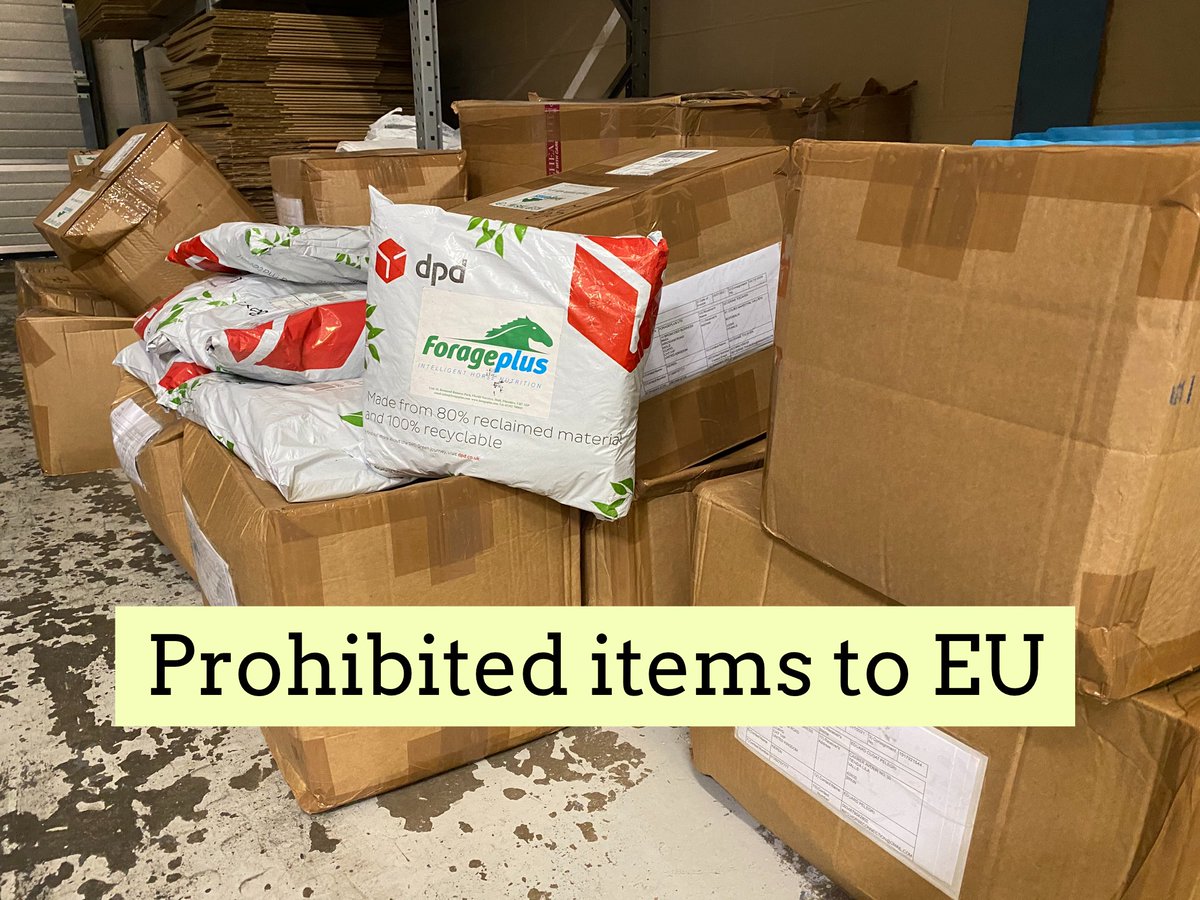 Awake worrying - Yesterday  @DPDgroup_news said we cannot ship products to EU - horse pet food - 30% of business gone unless we can find a new shipper. 100 plus parcels returned - list of prohibited items is huge  @guardian  @thetimes  @northwaleslive  @talkRADIO  #BrexitReality