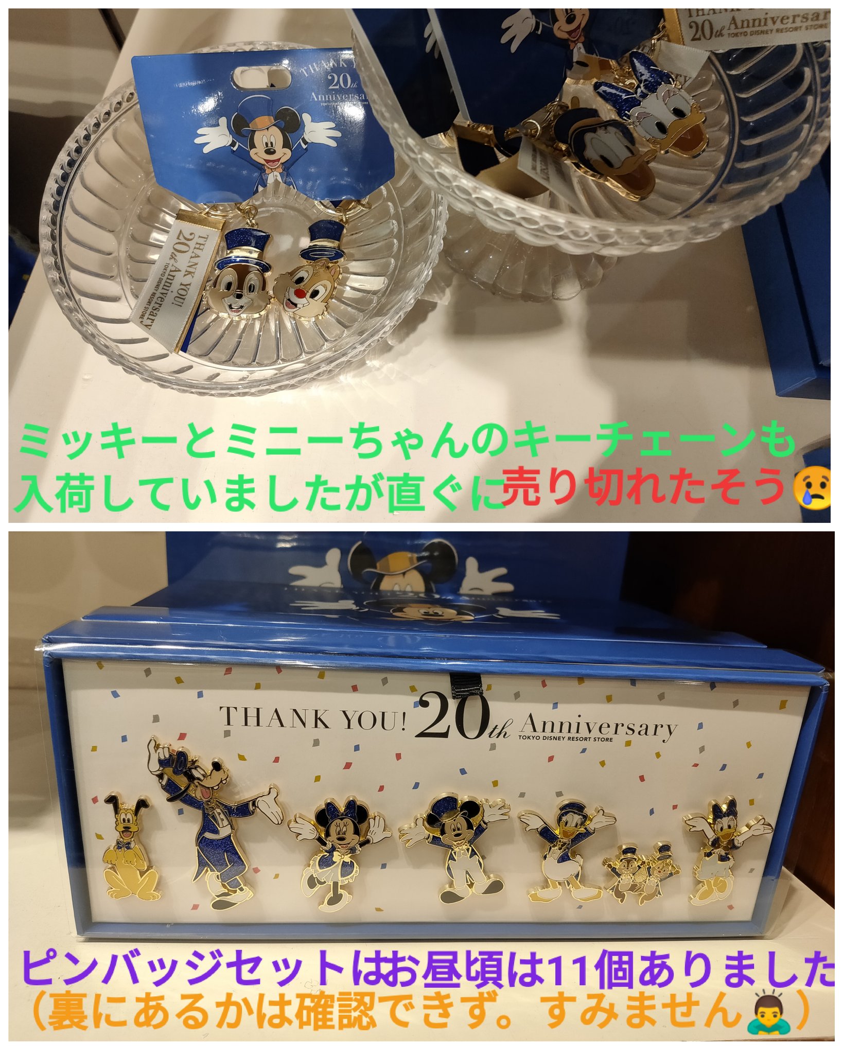 Tdr ディズニー ぷらん ショップディズニーでは在庫なしも ストアに入荷あり 本日再販 ディズニーストア 東京ディズニーリゾート店 周年記念グッズ 販売状況 ボストンバッグ スーツケース ピンバッジセット 販売中 キーチェーン ミキミニ チーデー