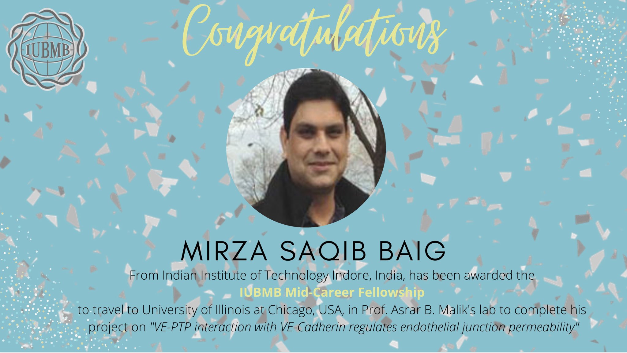 IUBMB on Twitter "Congratulations Mirza Saqib Baig IITIOfficial 🇮🇳