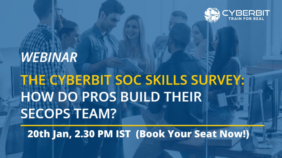 CyberbitIndia's tweet photo. We are proud to reveal the results of the 2020 #SOC Skills Survey on the 20th of Jan! In this #webinar, you will learn how cyber pros build their #cyber teams focusing on recruiting, onboarding, and much more! Register now>> https://t.co/pacUdLjqQ5 #cybersecurity #infosec #hr https://t.co/3e6PkNaZhF