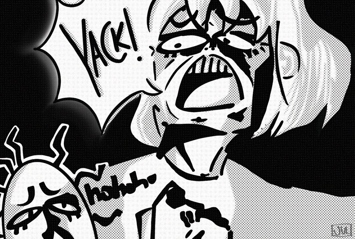 jul12092006_'s tweet photo. i almost forgot that i turned @caIamuerto 's cala virus drawing into a manga panel💀 

#procreateart #proceateapp #mangapanel #artistsontwitter #digitalart https://t.co/B9bNSy0zce