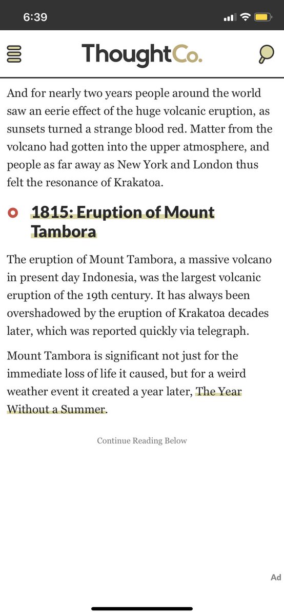 A couple of volcanic eruptions.