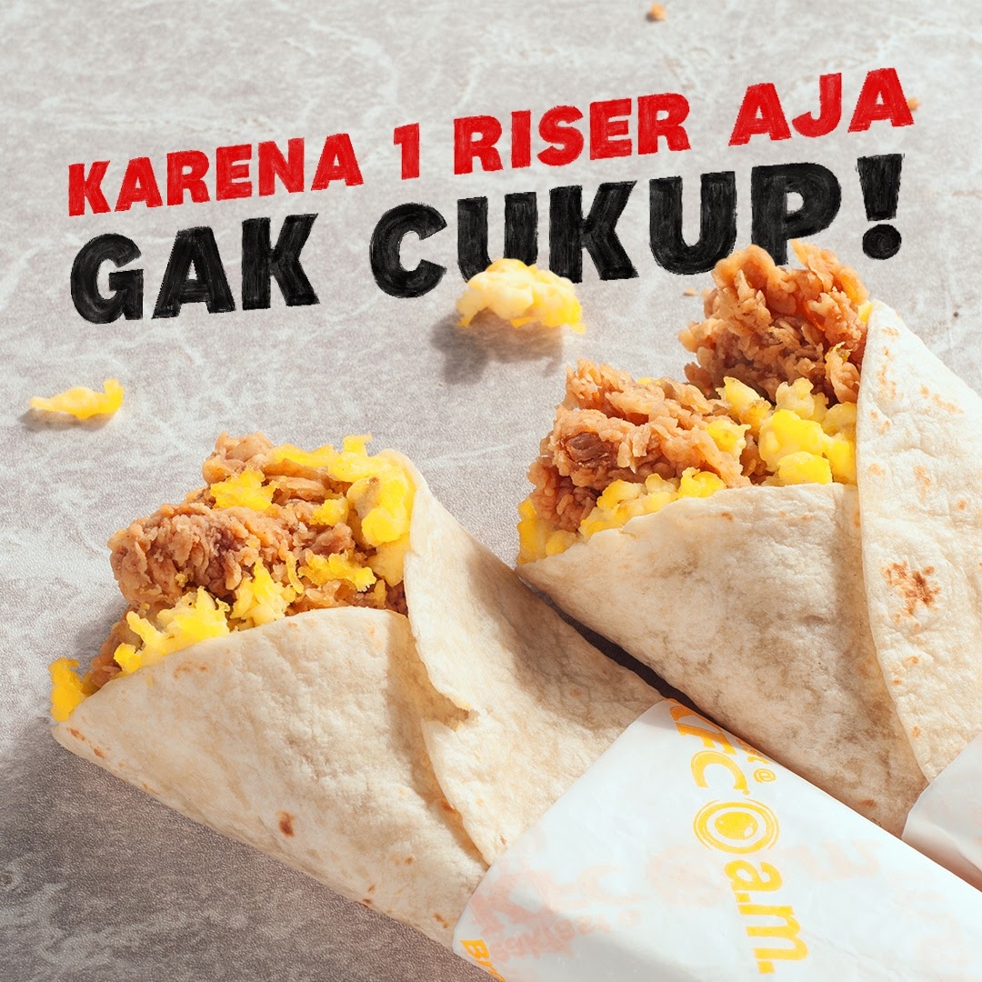 KFCINDONESIA's tweet photo. Enaknya sarapan KFC Riser pagi-pagi emang nagih banget, rasanya gak puas kalo gak nambah! Lo udah pernah cobain? ๐
#kfcindonesia #KFCSepenuhHati #kfcam https://t.co/9Ou3hOQmKF