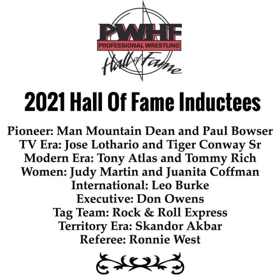 SGTWATX's tweet photo. Congratulations to those selected for the @PWHF123 Induction Class of 2021. #wrestling #PWHF https://t.co/hAOSPlBFJg