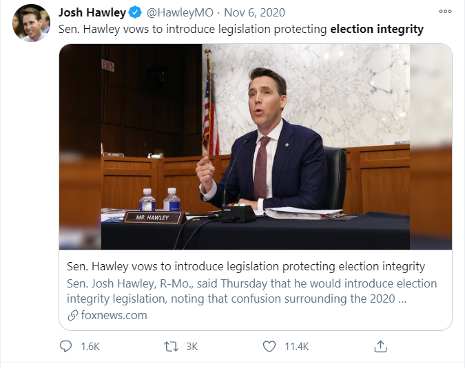 On November 6th Joshua vowed to introduce a law on election integrity.And then after introducing it--he cared so much about it he worked to get ZERO cosponsors and no committee hearing.Sowing doubt. Fanning the flames.6/