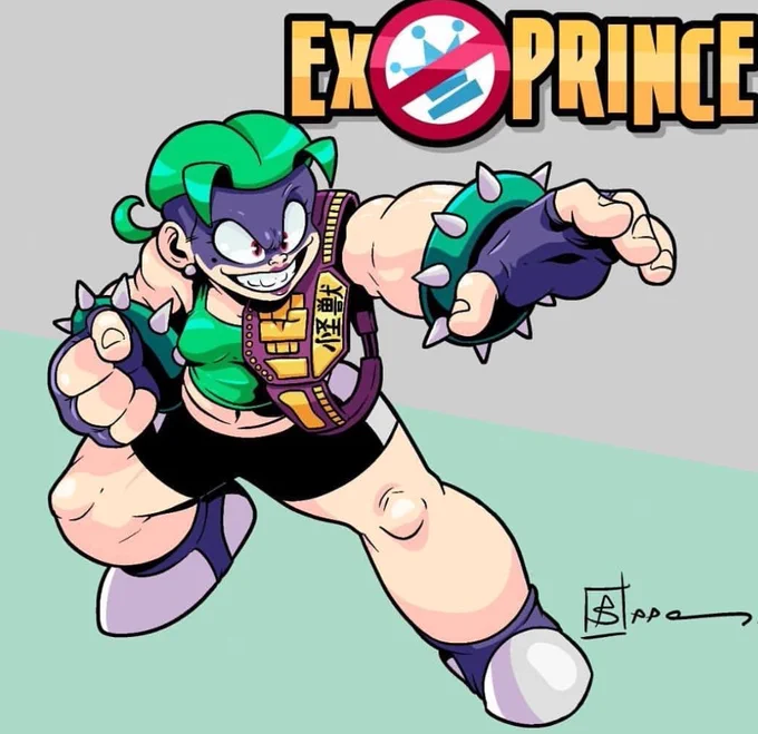 Now that buff ladies are back in style, lemme reintroduce you all to my kaiju wrestling OC Grrrly. ?? 