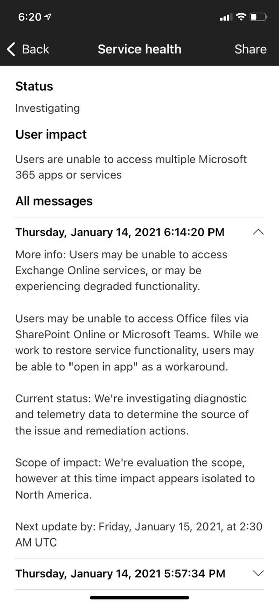 karshkarsh's tweet photo. @armandsalmon @MSFT365Status Log into your admin app and you’ll get more details https://t.co/MTPVZyvaH1