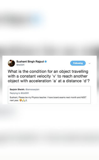 sushant replying to his students through social media because they won’t stop asking questions!  #CordialLikeSSR