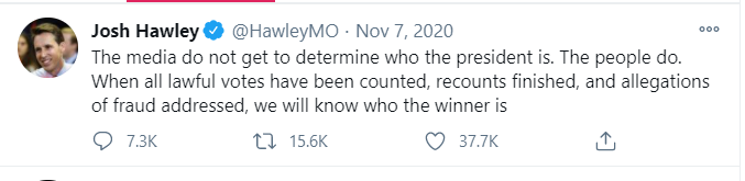 By November 7th, Joshua notes there are "allegations of fraud," with no evidence. No explanation. Just putting it out there. Sowing doubt. Fanning the flames.10/