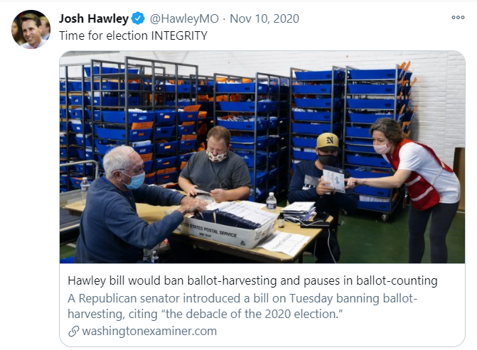 November 10th. Joshua is ready for election integrity--in all caps.Using his newly filed bill to garner him press. Working harder to get the press than to pass the bill--which is the point. It's not about policy, it's about politicking.Sowing doubt. Fanning the flames.11/