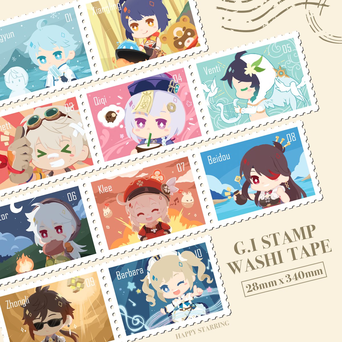 Happy_Starring's tweet photo. Genshin Impact stamp washi tape Preorder &amp; Giveaway start ! 🎉

To join the party :
✨ Only need RT
✨ Two winners will be pick up and win 1 GI stamp washi tape
✨ Enjoy ! (^o^)/

🌟 https://t.co/3igfoEmzWn 🌟 https://t.co/4gdThyoTB8