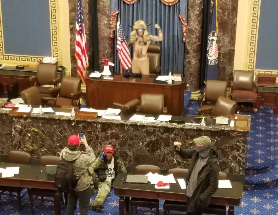 So we have paid actors to complete the scene. Jake Angeli (33 of Phonex AZ) who has attended everything from BLM to Trump MAGA rallies and even was caught on film in Canada. An attention whore Jake gets paid to hit his mark. Question is, who's paying? https://www.azcentral.com/story/news/politics/arizona/2021/01/14/will-jake-angeli-eat-in-custody-feds-say-alternative-diets-are-provided-in-some-cases/6642940002/