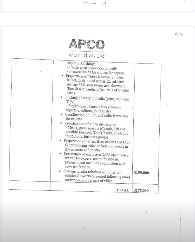 Their response included documents like this invoice from an international public relations and lobbying firm, hired to produce a documentary video to promote climate denial.