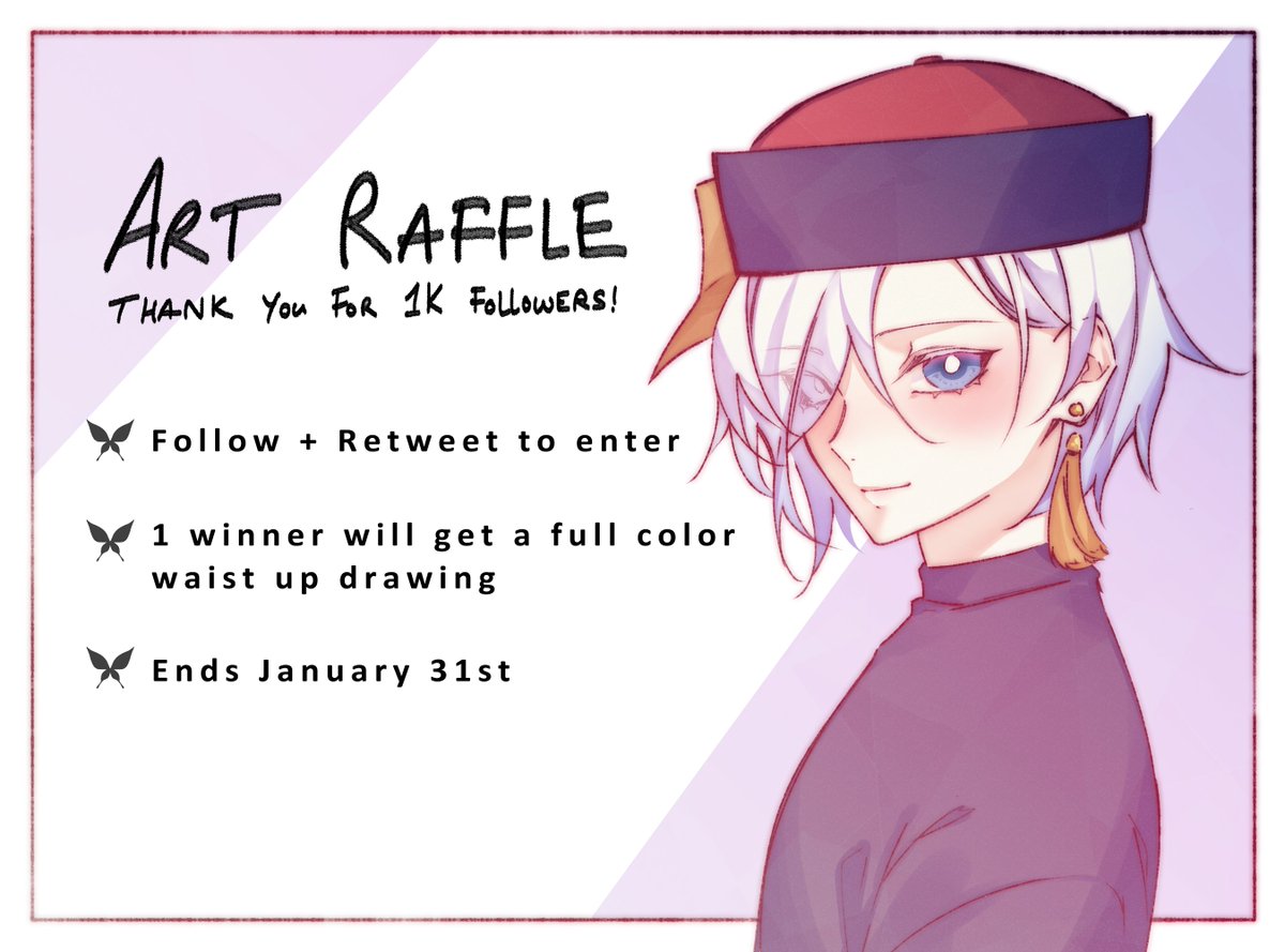 1k followers art raffle time ( ㆆ ㆆ)و✨

Follow and retweet by January 31st to enter!

I can't believe I managed to get this far ;w; thank you all for the support and good luck to everyone!? 