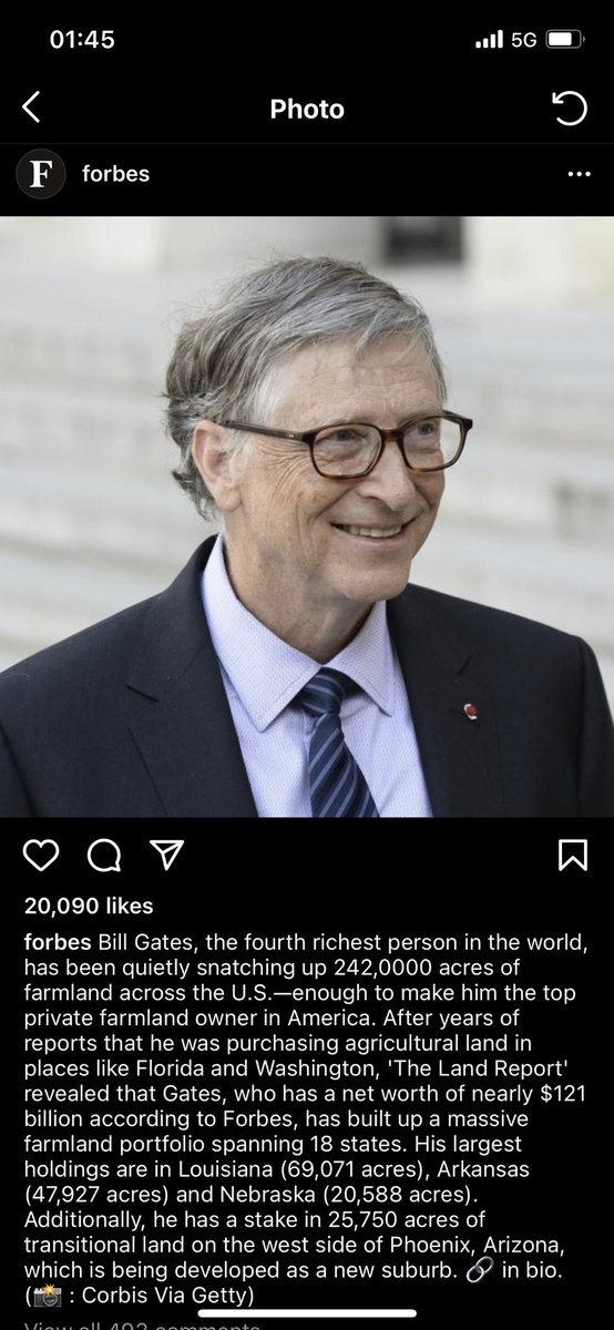 PrisonPlanet's tweet image. Strange how Gates is buying up so much land while the Great Reset tells you the future is no private property. 🤔