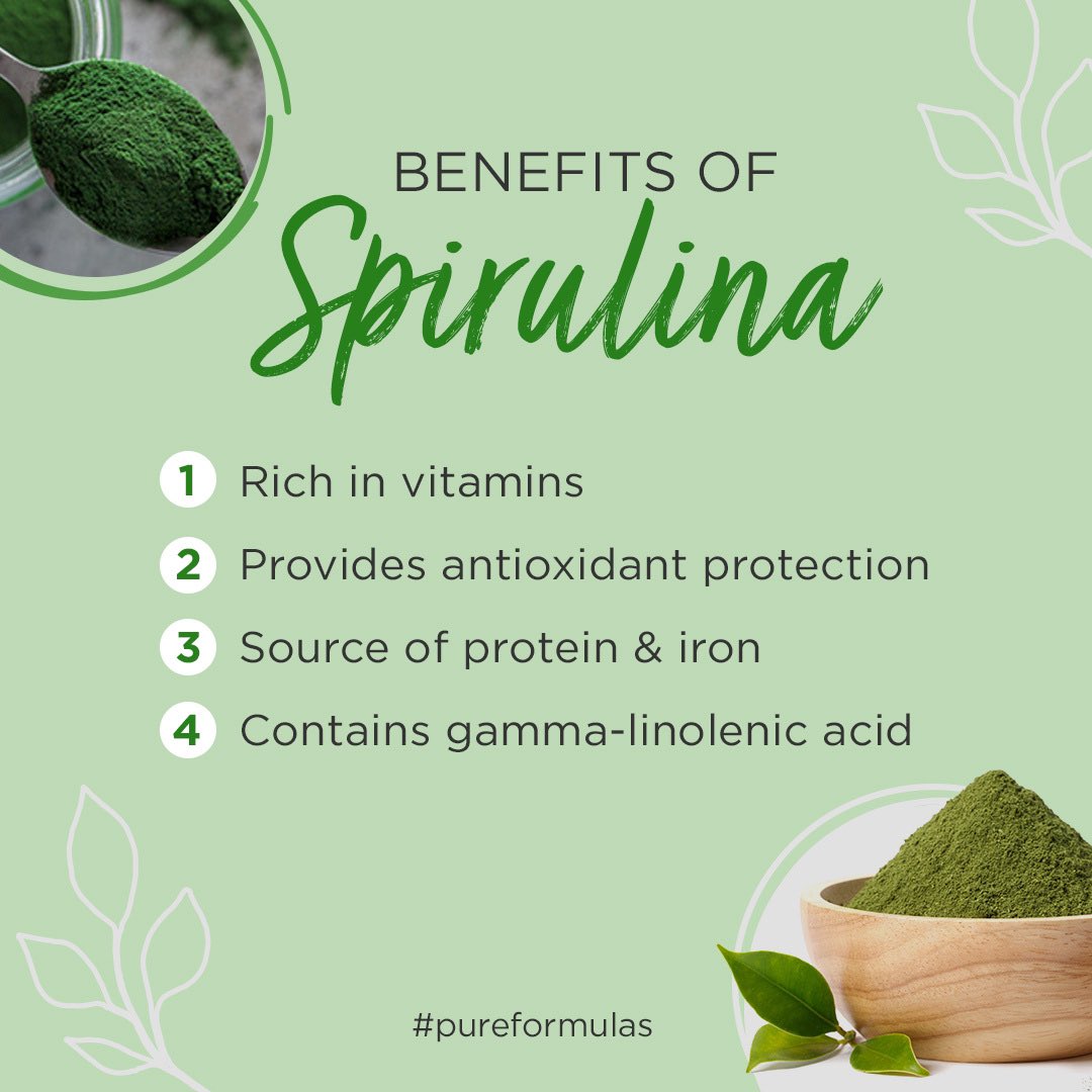 pureformulas's tweet photo. Spirulina is a superfood that has many benefits, and it's rich in protein, antioxidants, and vitamins. Learn more and shop our spirulina products here: https://t.co/TBoaaOX5Pm.
#PureFormulas #Spirulina #HealthBenefits https://t.co/4gMg8ESrHS