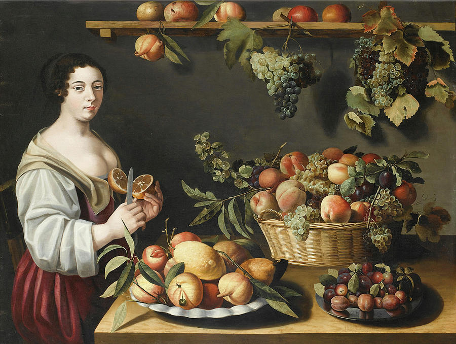 PP_Rubens's tweet image. Woman slicing an orange in the pantry, by Louise Moillon of Paris. Today has been her day.