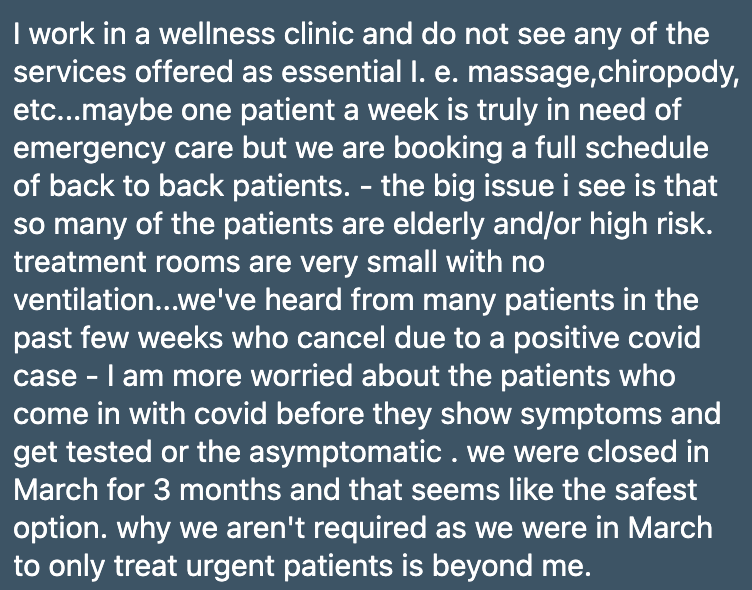 Worker at a wellness centre closed in March for 3 months who figures maybe there's one person a week there justifiably definable as emergent wants you to know to you should make sure to call in advance for an appointment as they're fully, fully, booked.