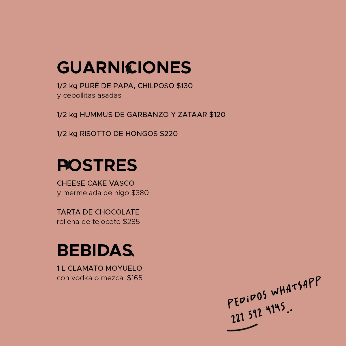 Menú para llevar disponible de hoy 14 hasta el 17 de Enero. ¡escríbenos, también lo llevamos a tu casa!