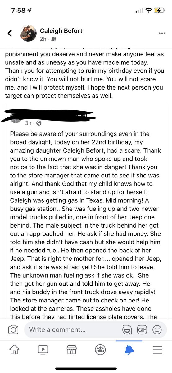 Caleigh_J34's tweet photo. today i experienced something no woman deserves to go through- my mom has asked me to share my experience- even tho i’m not 100% accepting of what happened to me yet- i would never want something to happen to another human- so please be aware, be cautious and pls god be prepared https://t.co/h5WUMD8Ib7