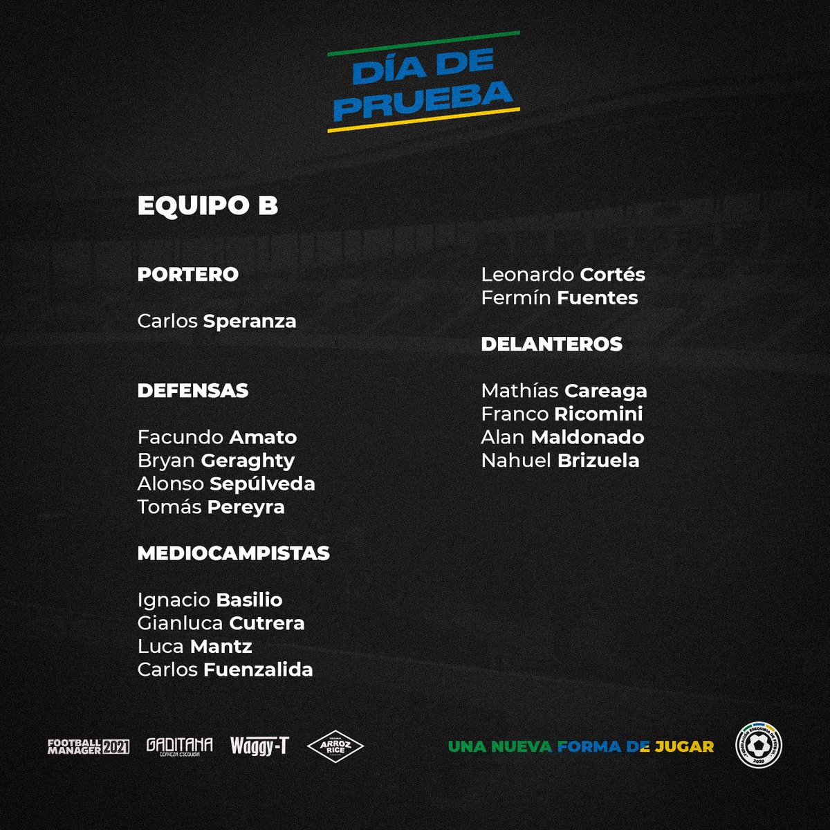esequibia's tweet photo. ✅DÍA DE PRUEBAS✅

Dejamos el listado de jugadores para el partido de prueba! 

La misma será transmitida mañana en vivo vía Youtube y los representantes de diferentes equipos elegirán luego dos jugadores en dos rondas.

🗓️Viernes 17 de Enero
17hs 🇵🇪🇨🇴
19hs 🇦🇷🇺🇾
23hs 🇪🇸 https://t.co/Su6Qe8ntR1
